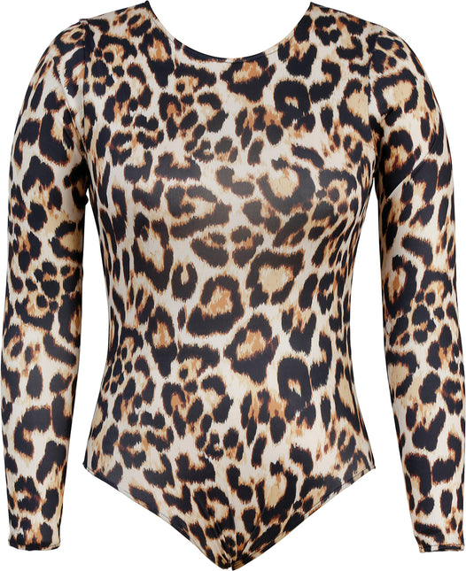 Leopard Body Suit Braun Beige Damen