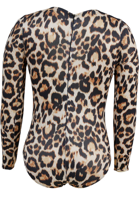 Leopard Body Suit Braun Beige Damen