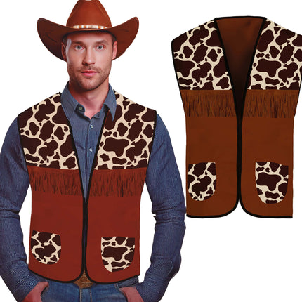Cowboyweste Braun Herren Cow Print