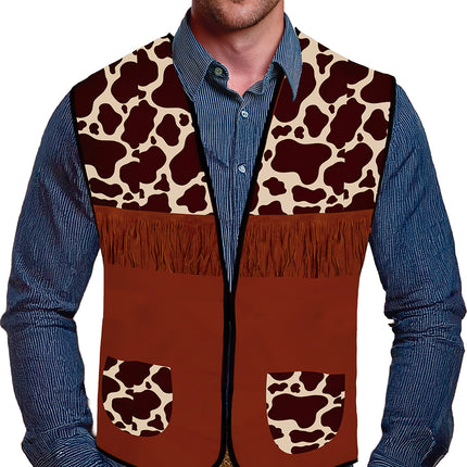 Cowboyweste Braun Herren Cow Print