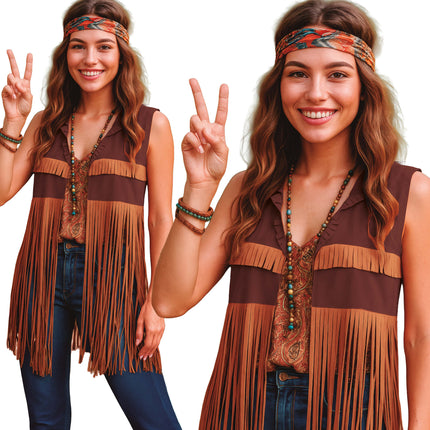 Hippie 60S Weste Braun