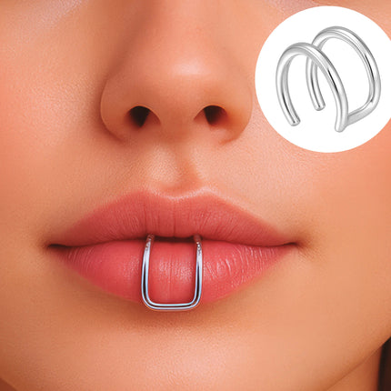 Falsches Doppel-Lippenpiercing Silber