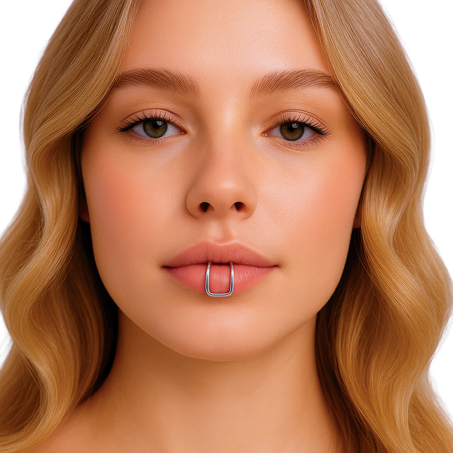 Falsches Doppel-Lippenpiercing Silber