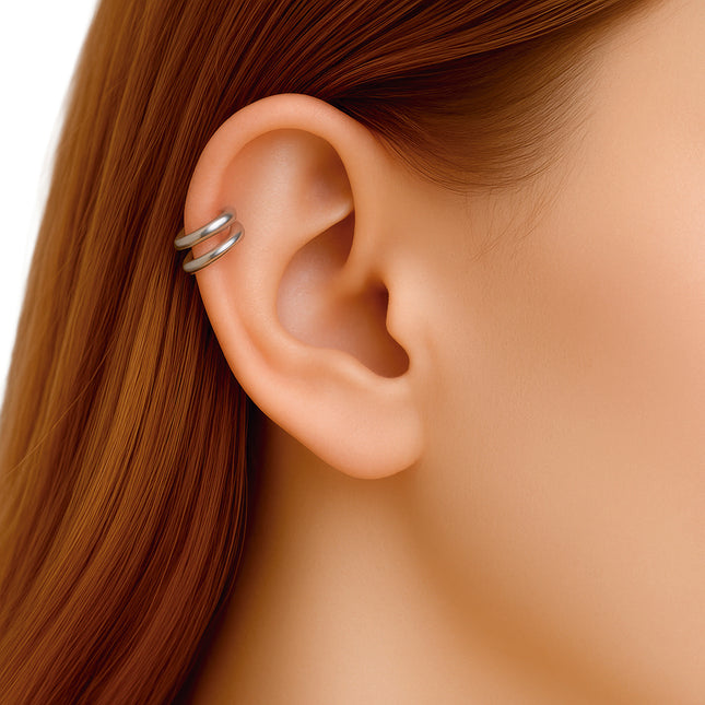 Falsches Doppel-Lippenpiercing Silber