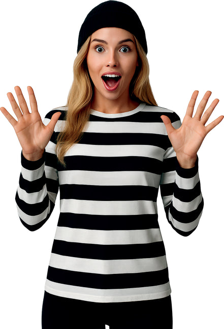 Schwarz Weißes Hemd Damen Gestreift