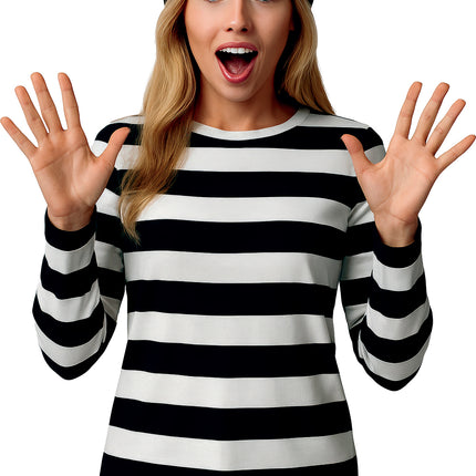 Schwarz Weißes Hemd Damen Gestreift