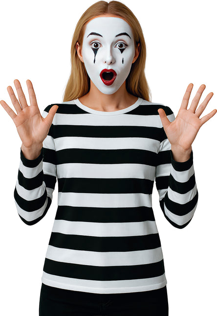 Schwarz Weißes Hemd Damen Gestreift