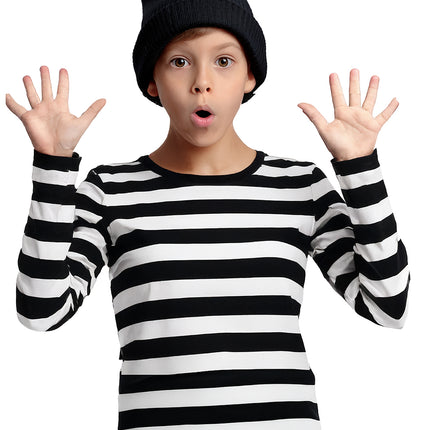 Schwarz Weißes Hemd Kind Gestreift