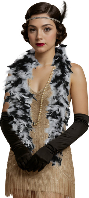 Boa-Feder, 80 gr schwarz/weiß