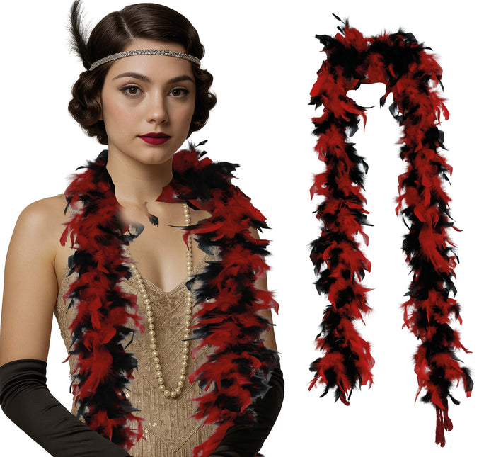 Boa-Feder, 80 gr rot/schwarz