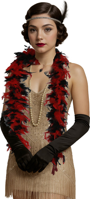 Boa-Feder, 80 gr rot/schwarz