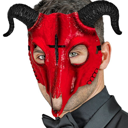 SATANISCHE WIDDERMASKE ROT HARTPLASTIK