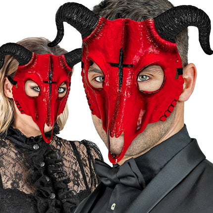 SATANISCHE WIDDERMASKE ROT HARTPLASTIK