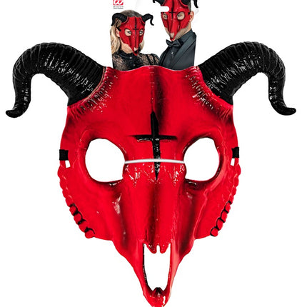 SATANISCHE WIDDERMASKE ROT HARTPLASTIK