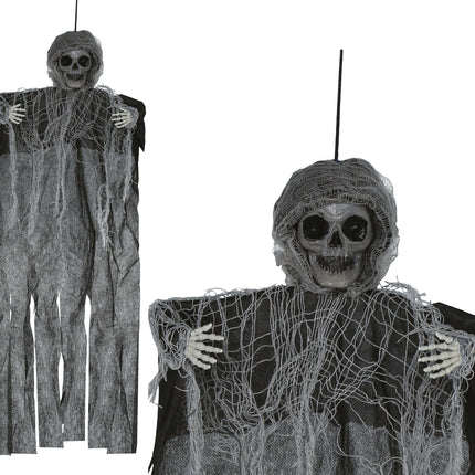 Halloween Puppe Schwarzes Skelett mit Umhang 60cm