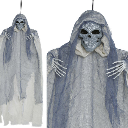 Halloween Puppe Graues Skelett mit Umhang