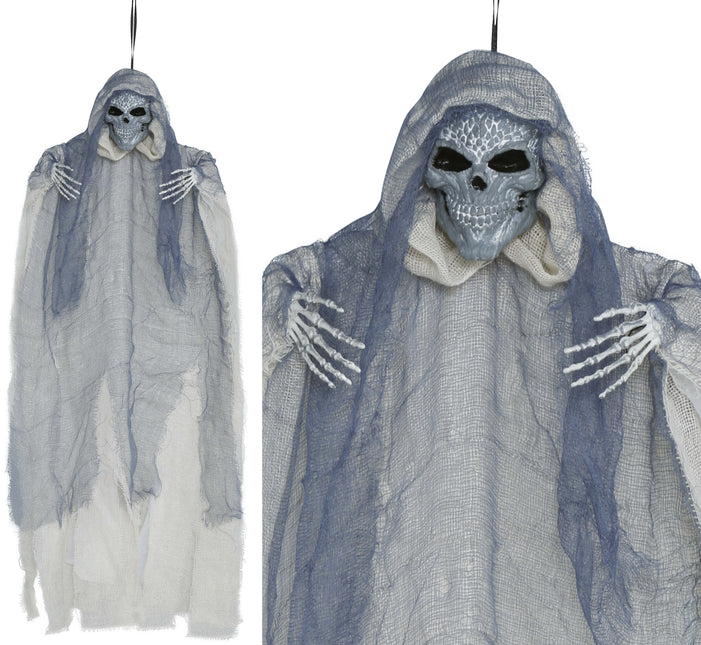 Halloween Puppe Graues Skelett mit Umhang