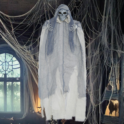 Halloween Puppe Graues Skelett mit Umhang