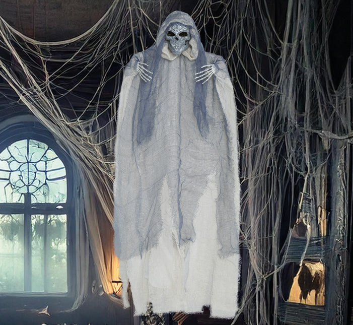 Halloween Puppe Graues Skelett mit Umhang