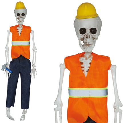 Halloween Puppe Skelett Straßenarbeiter 40cm