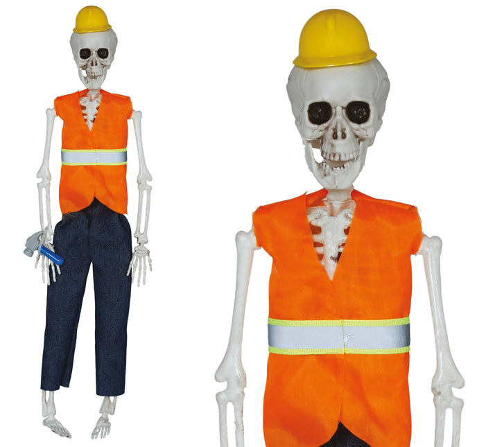 Halloween Puppe Skelett Straßenarbeiter 40cm