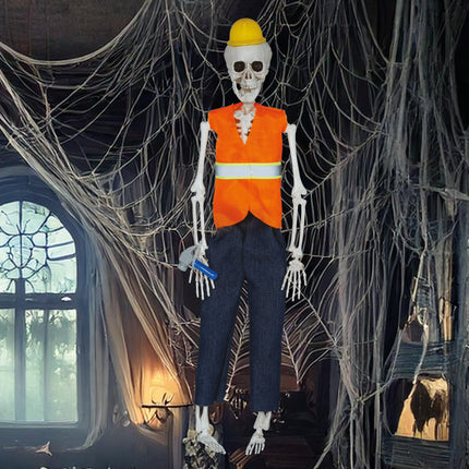 Halloween Puppe Skelett Straßenarbeiter 40cm