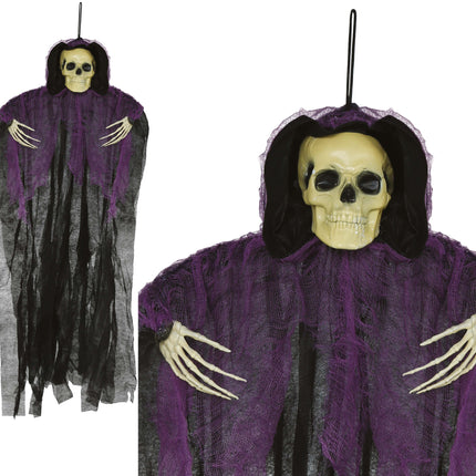 Halloween Skelett Schwarz Lila Skelett 90cm