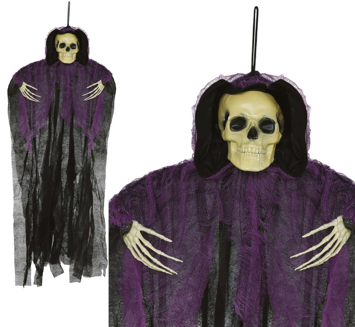 Halloween Skelett Schwarz Lila Skelett 90cm