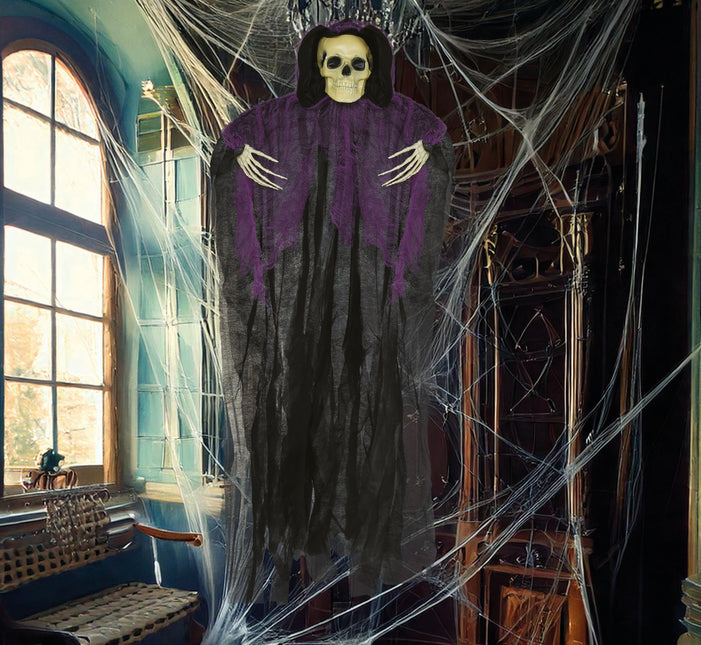 Halloween Skelett Schwarz Lila Skelett 90cm