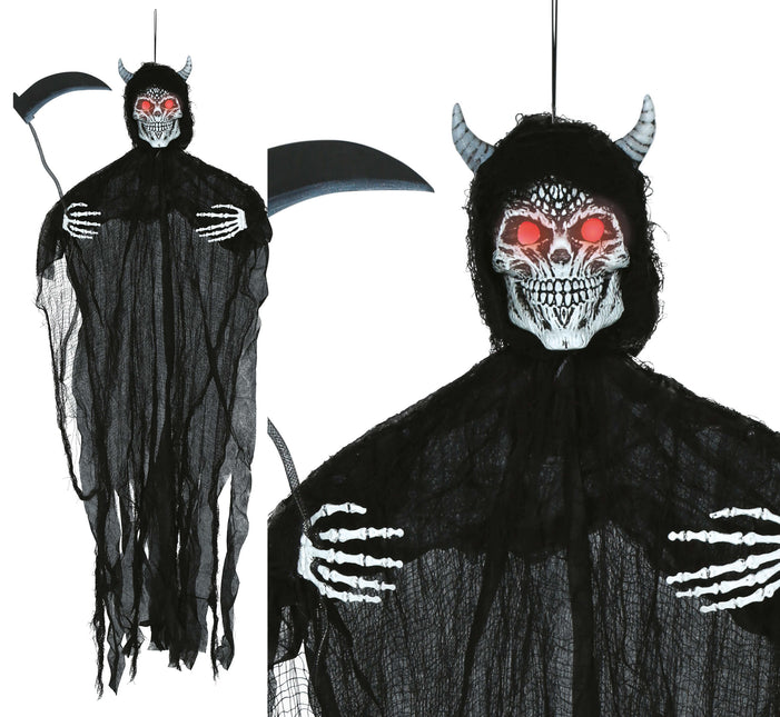 Halloween Puppe Teufel Skelett mit Licht und Sound 1,3m