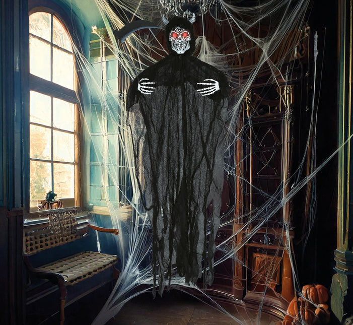 Halloween Puppe Teufel Skelett mit Licht und Sound 1,3m
