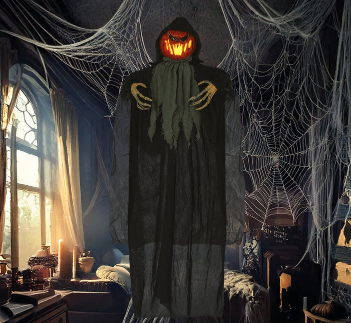 Halloween Puppe Kürbis mit Licht 1,2m