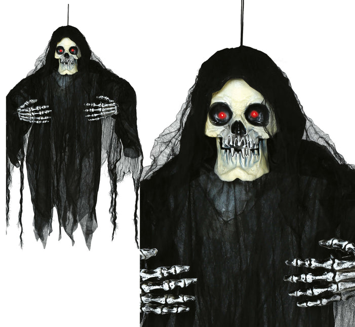 Halloween Puppe Skelett mit Licht, Sound und Bewegung 1,20m
