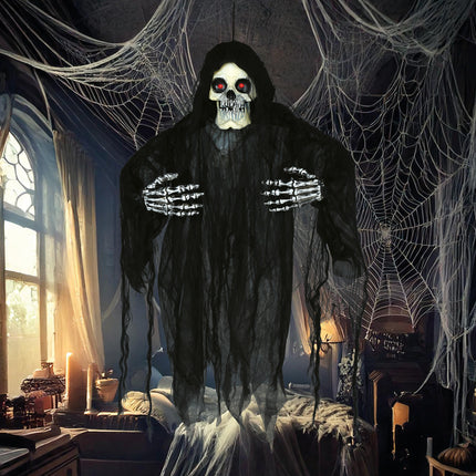 Halloween Puppe Skelett mit Licht, Sound und Bewegung 1,20m
