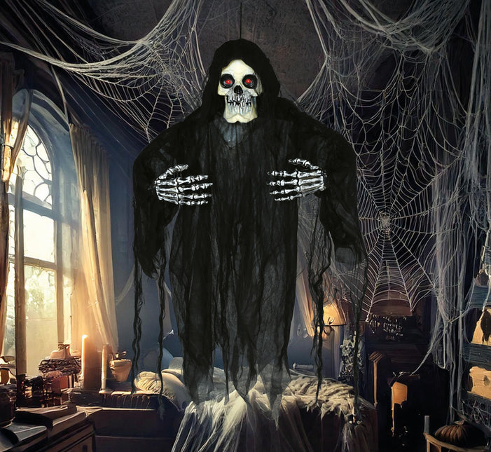 Halloween Puppe Skelett mit Licht, Sound und Bewegung 1,20m