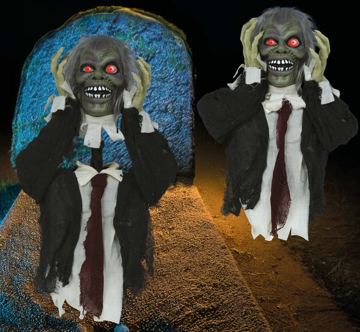Halloween Puppe Zombie mit Licht, Sound und Bewegung 55cm