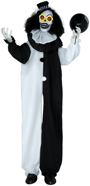 Halloween Puppe Schwarz Weiß Clown mit Licht und Sound 1,7m