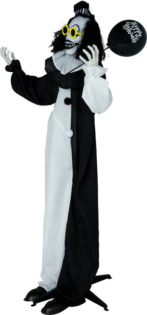 Halloween Puppe Schwarz Weiß Clown mit Licht und Sound 1,7m