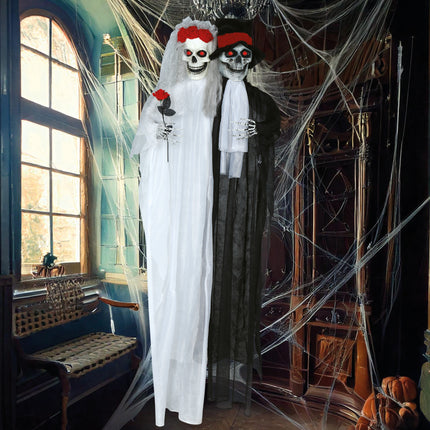 Halloween Puppe Brautpaar mit Licht und Ton 1,85m