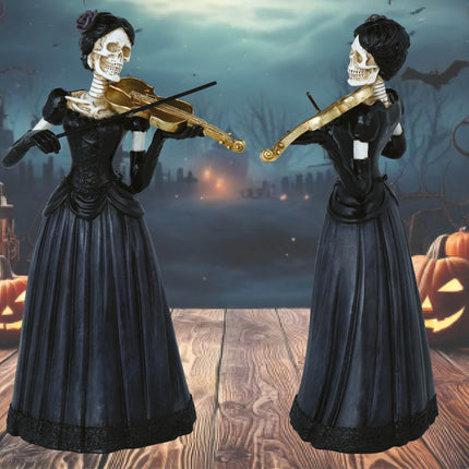 Halloween Skelett Frau mit Geige 26cm
