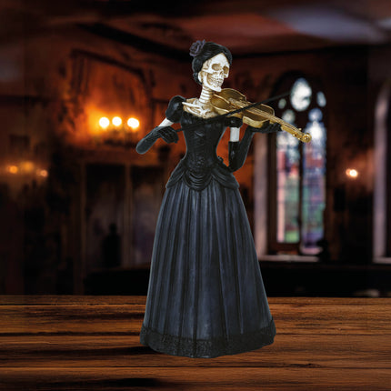Halloween Skelett Frau mit Geige 26cm