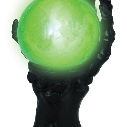 Halloween Deko Hand mit Kristallkugel und Licht 14,5cm