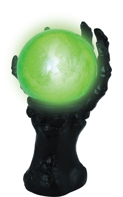 Halloween Deko Hand mit Kristallkugel und Licht 14,5cm