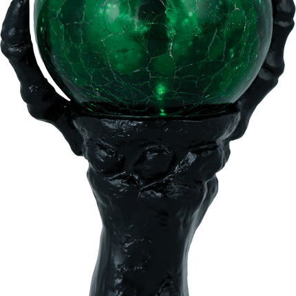 Halloween Deko Hand mit Kristallkugel und Licht 14,5cm