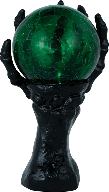 Halloween Deko Hand mit Kristallkugel und Licht 14,5cm