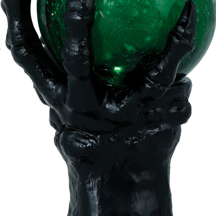 Halloween Deko Hand mit Kristallkugel und Licht 14,5cm