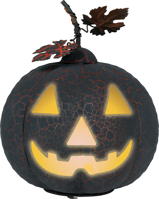 Halloween Dekoration Metall Kürbis mit Licht 20cm