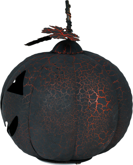 Halloween Dekoration Metall Kürbis mit Licht 20cm