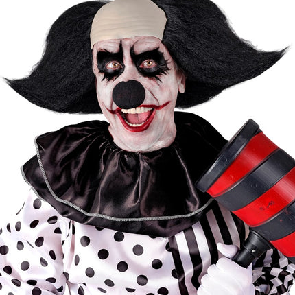 KOPFBEDECKUNG UNHEIMLICHER CLOWN MIT SCHWARZEM HAAR