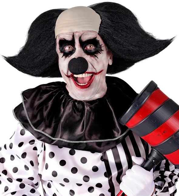 KOPFBEDECKUNG UNHEIMLICHER CLOWN MIT SCHWARZEM HAAR